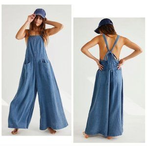 Cyprus Ave Wide Leg Jumpsuit/Overalls in Copen Blue by Free People Size Med
